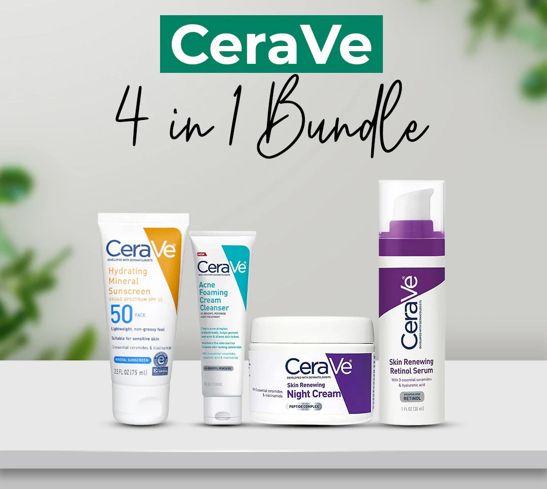 Cera Ve 4 in 1 Skincare Kit Night Cream, Sunblock, Cleanser&amp; Serum For Radiant Skin