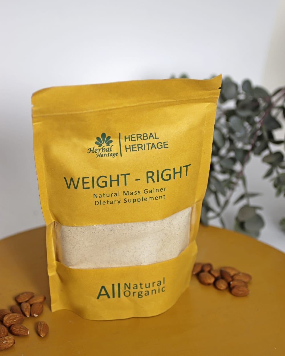 Herbal Heritage WEIGHT-RIGHT Natural Mass Gainer - Organic Dietary Supplement For Health Weight Gain (100g)