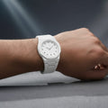 Full White Aura Watch Elegant Design Durable Build Comfortable Strap Clear Display Perfect For Daily Wear And Special Occasions